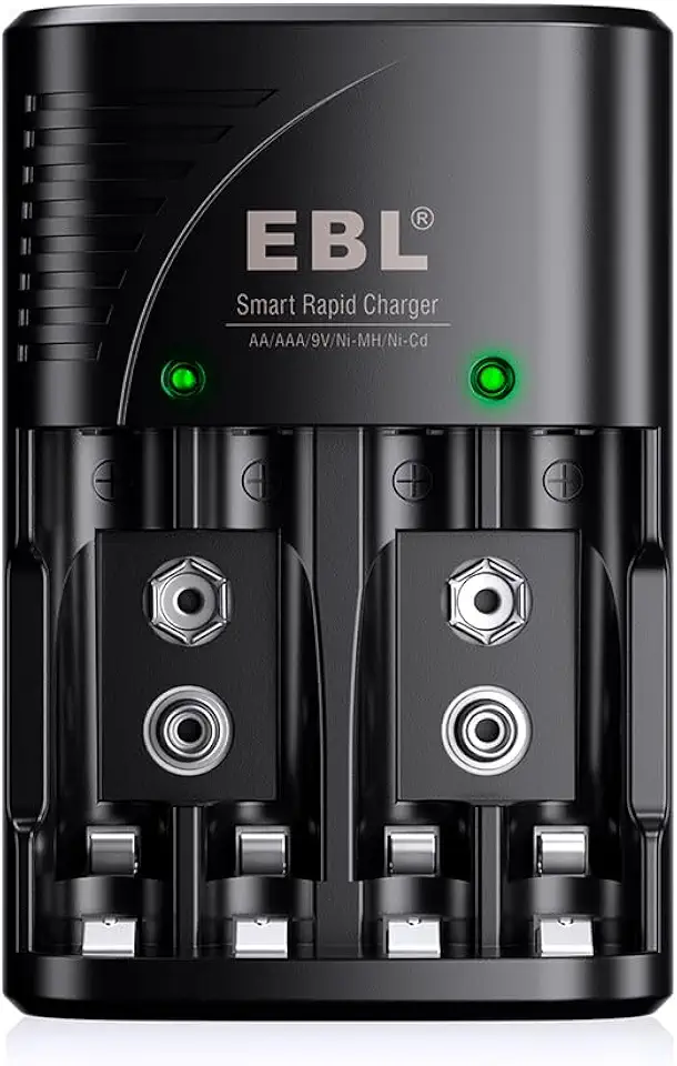 MPOWER - Carregador Rápido Inteligente para Pilhas Baterias AA AAA 9V Ni-MH Ni-CD - Recarga Múltipla E Segura Com Tecnologia Smart LN-6422BK