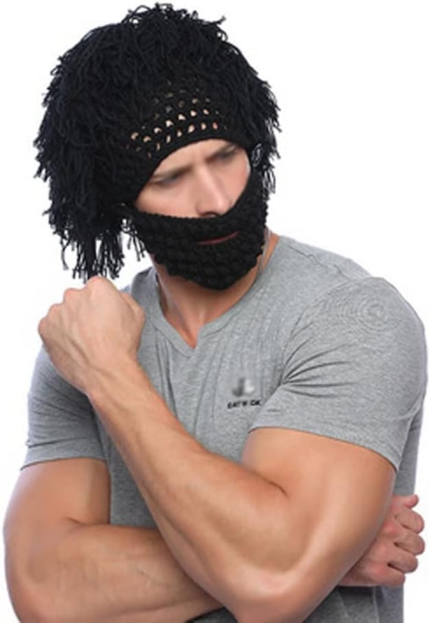 VIDI Sombrero De Paja Creativo para Hombre Gorro Punto para Otoño E Invierno Gancho Extraíble Lana, Divertido para Peluca