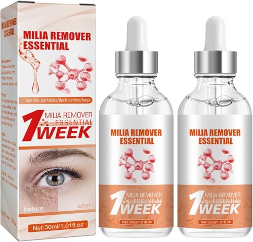 Milia Siero per rimuovere gli occhi - Siero viso contro milie e macchie scure, contro le borse per gli uomini e le donne, riduce la pelle flaccida, gonfiore e linee sottili, 30 ml (2 pezzi)