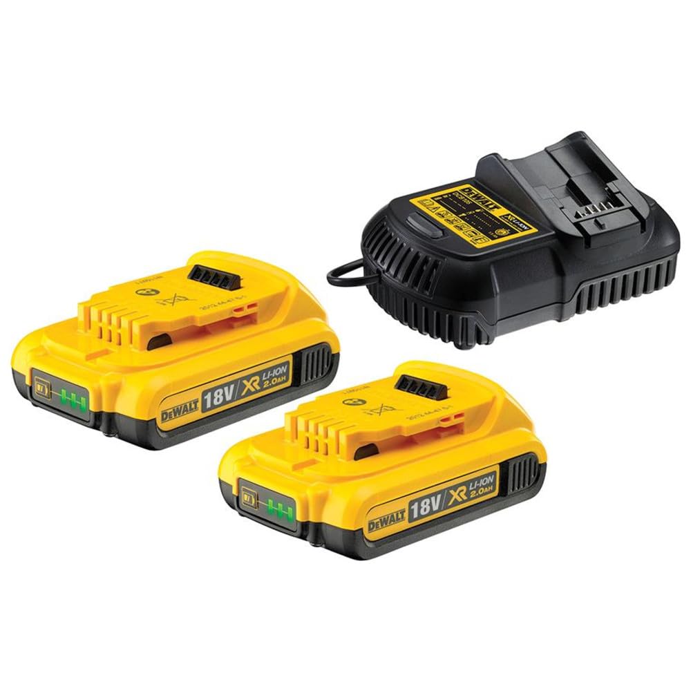 DeWalt Kit 2 batterie da pista XR 18V ​​Li-Ion 2Ah e caricabatteria da pista XR 10.8V - 14.4V - 18V Li-Ion, Multicolore