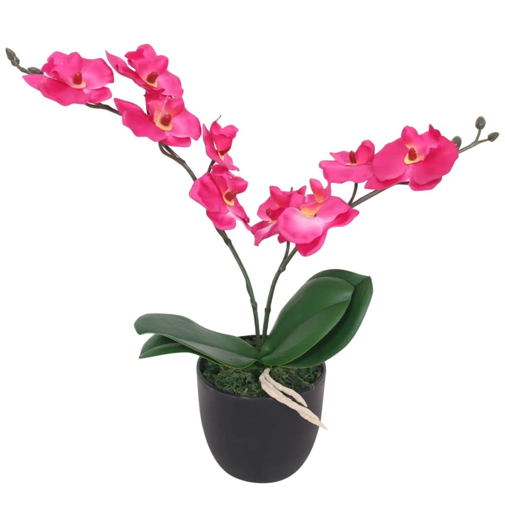 vidaXL Artificial Orchid Plant with Pot 30cm Red Indoor Realistic Fake Flower