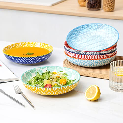 K Kitchentour Vintage Style Dinnerware Set - 26 Oz Ceramic Pasta Bowls Set Of 6 With 8 Inch Dinner Plates Set Of 6 #TOP1