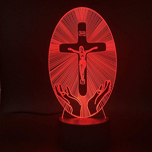Jinnwell 3D Jesus God Night Light Lamp Illusion Led 7 Color Changing Touch Switch Table Desk Decoration Lamps Gift with… - Image 3