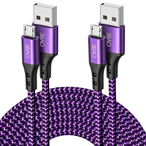 3BAO Câble micro USB 3 m 3 m - En nylon tressé - Câble de charge USB Android compatible avec Samsung Galaxy S7 S6 S5 J7 Note 5, Huawei, Kindle, manette PS4,...