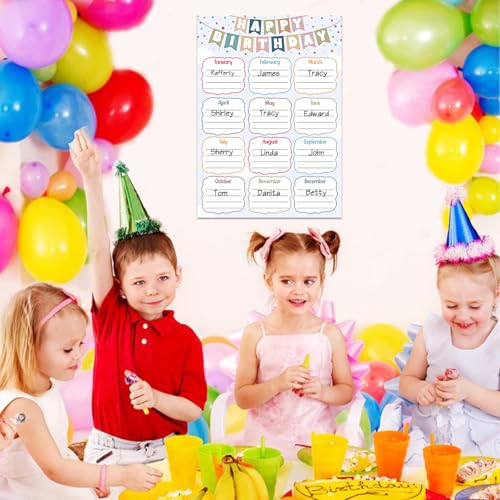 Image of BIZIBAFF Birthday Chart for Classroom - Boho Happy Birthday Poster Reusable Birthday Calendar Laminated Class Birthday Chart Bulletin Board Decorations Back to School Teacher Supplies