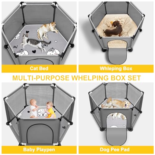Whelping-Box-for-Dogs255Extra-Tall-Dog-Puppies-Whelping-Playpen-with-Whelping-PadDog-Whelping-Supplies-Essential-for-Dogs-PuppiesWhelping-Box-for-Large-Small-Breed-Dogs48-Diax255-H Whelping Box for Dogs255Extra Tall Dog Puppies Whelping Playpen with Whelping PadDog Whelping Supplies Essential for Dogs PuppiesWhelping Box for Large Small Breed Dogs48 Diax255 H