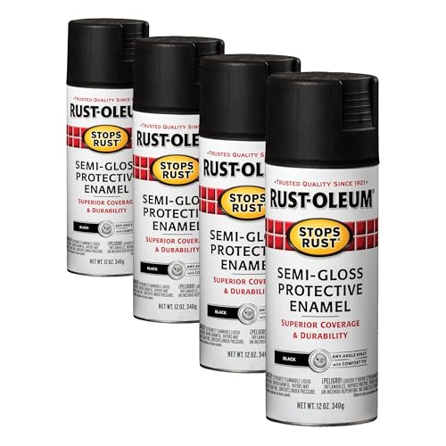 Image of Rust-Oleum 7798830 Stops Rust Spray Paint, 12 oz, Semi-Gloss Black (Pack of 4)
