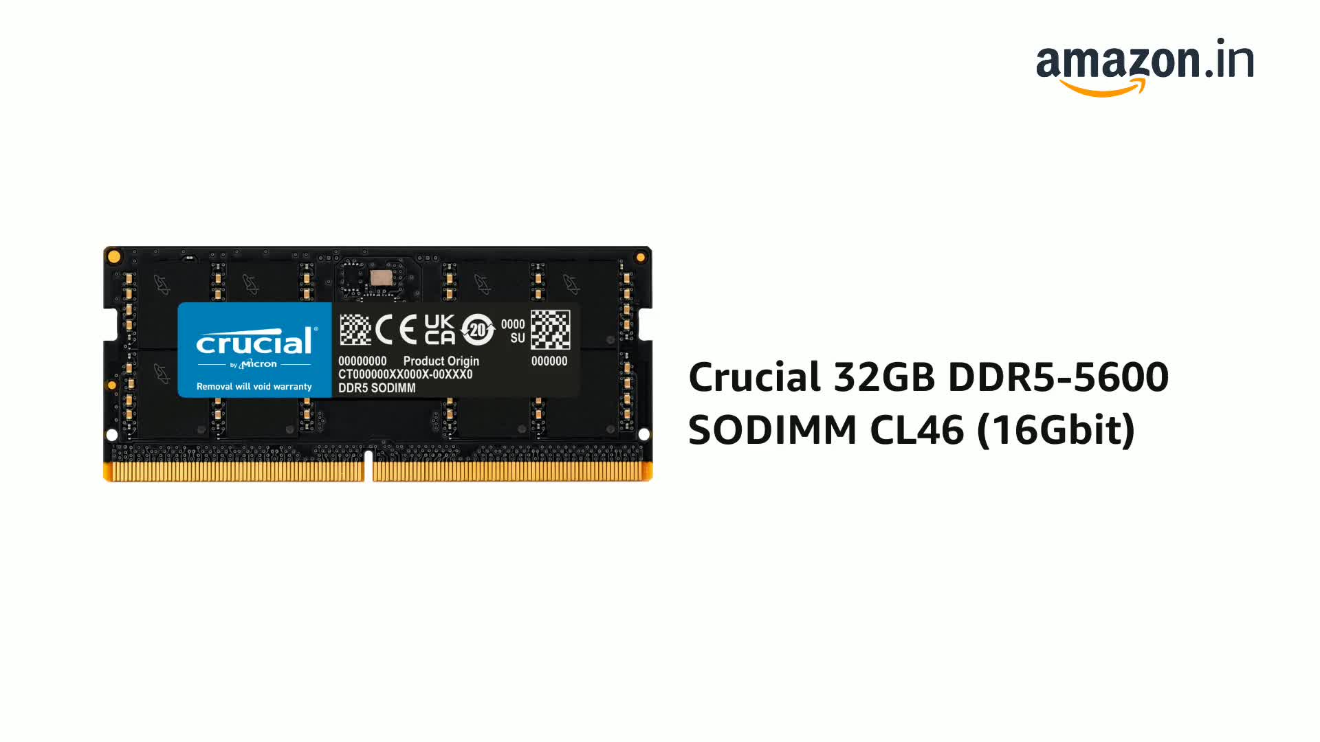 美品Crucial SO-DIMM DDR5-5600 32GB(16GBx2) Crucial 32GB DDR5-5600 PC5-44800 CL-46 SO-DIMM Laptop Memory