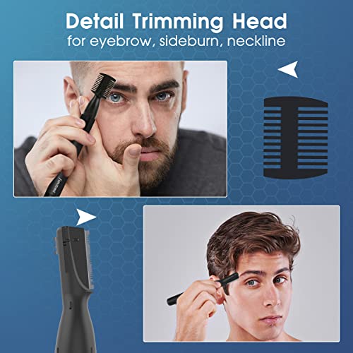 Image of Upgraded Eyebrow Trimmer for Men, Precision Detailer Battery-Operated Eyebrow Razor and Shaper, Electric Facial Hair Trimmer with Comb, Dual-Blade Grooming Tool, No Pulling Sensation