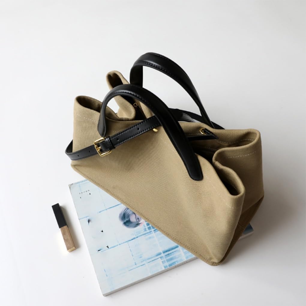 Borsa Tote da Donna Borsa da Viaggio con Tracolla in Pelle Tote Oversize con Manico Superiore for Lavoro e Uso Quotidiano(Khaki (Canvas))