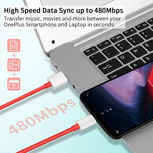 Image of USB A to Type C Dash Charging Cable for Oppo, Fast Charge Support with Stable Data Transfer, Durable Red Cable Compatible with Oppo, Realme & Android Devices (Free Cable Protector)