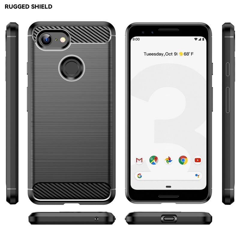Image of Hybrid Carbon Fiber Back Case for Google Pixel 3 XL (Black)