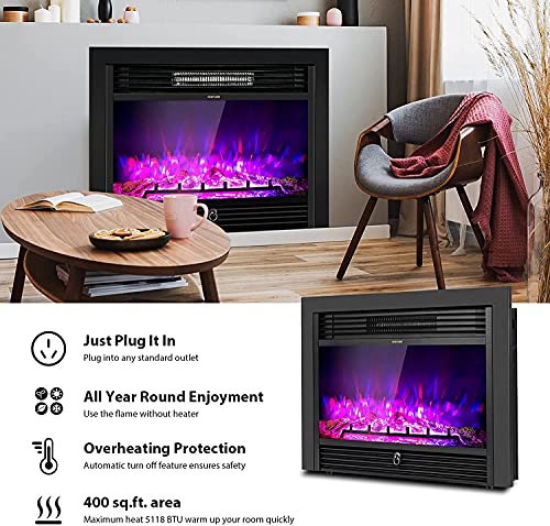 Topment 28.5" Recessed Electric Fireplace, Freestanding Fireplace Insert With Touch Screen Control Panel, Remote Control, Over-Heating Protection, 750-1500W Recessed In-Wall Heater With Timer #TOP5