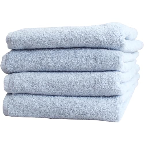 ミニバスタオル 今治 50×100cm 4枚セット バスタオル 小さめ コンパクトバス バスタオルの代わり おしゃれ 可愛い 無地 日本製 綿100% 部屋干し 吸水 速乾 (ブルーグレー, ミニバスタオル 4枚)