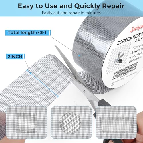 grey window screen repair tape 2in x 30ft 360in screen repair kit for windows or doors strong adhesive patch kit fiberglass mesh tape