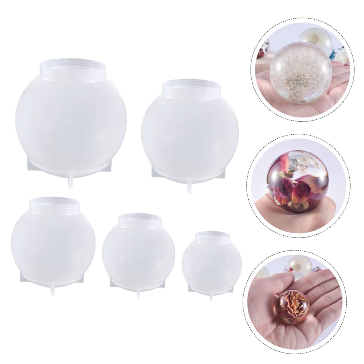 Homoyoyo 2 Set Stampo In Resina Epossidica Per Cristalli Stampo In Silicone Per Candele Stampo A Sfera Stampo Per Cera Per Candele Stampo Per Decorazioni Di Gioielli 5 pezzi*2