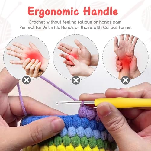 Image of iKumar 59 Pcs Crochet Kit for Beginners Adults, Crochet Kits Include Yarn and Storage Bag, Crochet Starter Kit for Beginners, Ergonomic Crochet Hooks 2.0-6.0 mm, Lace Steel Needles 0.6-1.9 mm