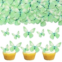 72Pcs Edible Butterfly Cupcake Toppers | Purple Rice Paper Cake Decorations | For Baby Shower, Birthday Parties