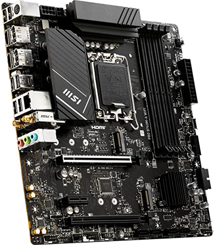 Image of MSI PRO B760M-A WiFi ProSeries Motherboard (Supports 12th /13th /14th Gen Intel Processors, LGA 1700, DDR5, PCIe 4.0, M.2, 2.5Gbps LAN, USB 3.2 Gen2, HDMI /DP, Wi-Fi 6E, Bluetooth 5.3, mATX)
