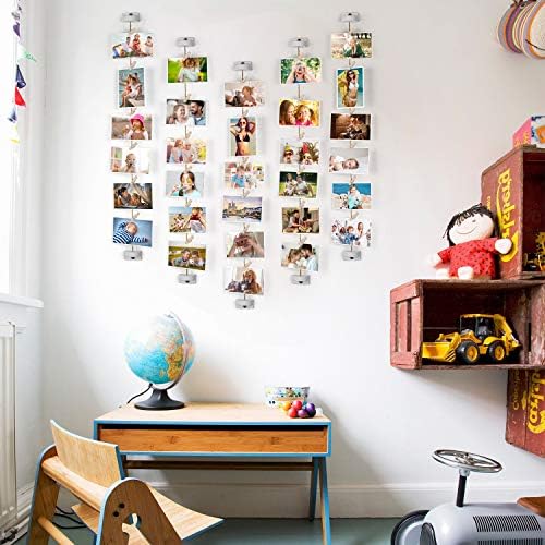 Emfogo Hanging photo display Room picture Wall Decor4x6 Photo Collage Picture frames for Wall Hanging with 30 Clips Multi Photo wall for Dorm Room Decor