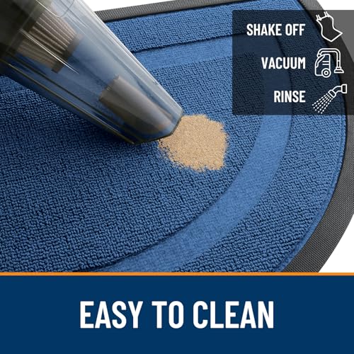 Image of OLANLY Half Circle Door Mat Indoor Outdoor Entrance Welcome, Waterproof All-Season, All-Weather Doormat, Sturdy Natural Rubber, Low Profile, Easy Clean Patio Porch Entryway Mat, 33x21, Navy Blue