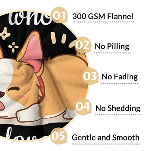 Corgi Blanket Gifts - 60"x80" Cute Throw for Adults, Kids - Black Soft Fuzzy Blankets for Bed, Couch & Living Room