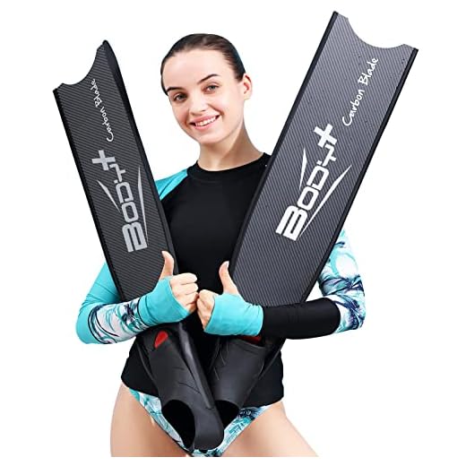 Pure Carbon Fiber Fins, Adult Long Blade Fins for Freediving and Spearfishing