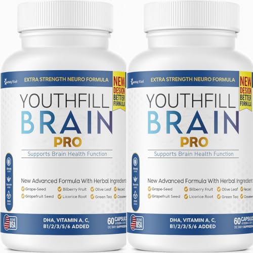 Youthfill Brain Pro Neuro Support Supplement, 60 Capsules, Extra Strength Formula with Vitamins & Herbal Blend (2)