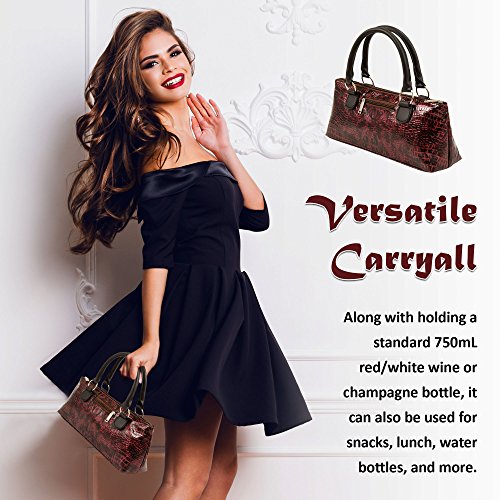 Image of Primeware Wine Clutch Bag (Thermal Insulated) Trendy Women's Carry Tote | Holds Red & White 750mL Bottles | Trendy Fashion | Incl. Portable Waiter-Style Corkscrew