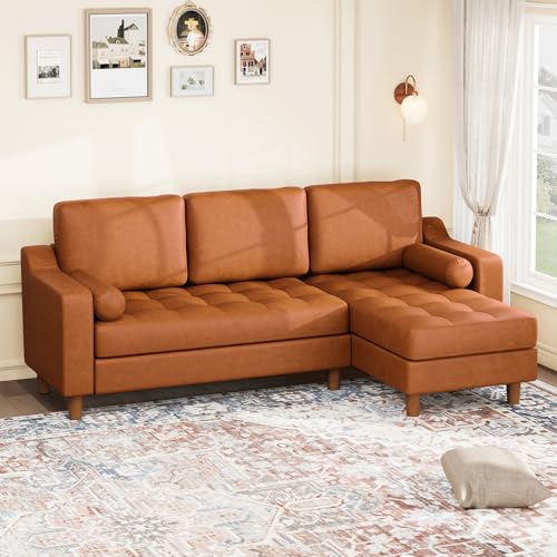 IDEALHOUSE 88.9" L-Shaped Sectional Sofa with Convertible Chaise, Modern Mid-Century