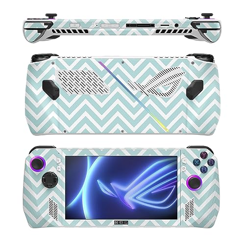 Image of MightySkins Skin Compatible with Asus ROG Ally - Aqua Chevron | Protective, Durable, and Unique Vinyl Decal wrap Cover | Easy to Apply, Remove, and Change Styles