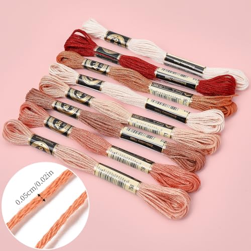 Image of 8 Skeins 6 Strands Dark Red Embroidery Floss Friendship Bracelet String Threads Variegated Gradient Color Needlepoint Cross Stitch Yarn Thread for Sewing Bracelet Making Cross Stitch Crafts