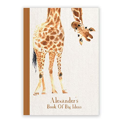 Paper Themes A5 Notebooks Personalised with Name or Text for Men Women and Children Customised Notepads | Gifts for Men & Women | Available in A4 A5 & A6 (Giraffe)