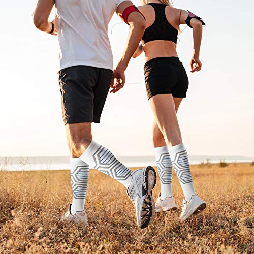 Fiream 2 Paar Kompressionsstrümpfe/Compressionsocks/Kompressionssocken für Damen und Herren,Sport,Laufen,Reisen,Blutzirkulation, Schwangerschaft & Medizinische 20-30 mmHg(Weiß1,S) - 3