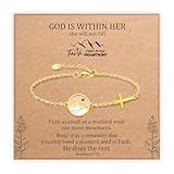 Sereney Mustard Seed Bracelet,Faith Cross Christian Bracelet for Women as Baptism Gifts for Girl,Mustard Seed Jewelry Confirmation Gifts for Teen Girls as Religious Christmas Christian Gift for Women