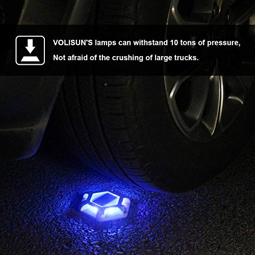 Volisun Solar Dock Lights Driveway Deck Lights, 12-Pack Waterproof 1200Mah Wireless Outdoor Led Aluminum Dock Lighting Warning Step Lights For Driveway Sidewalk Garden Pathway Yard(Blue) #TOP4
