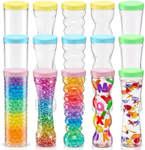 15 Pcs Empty Plastic Sensory Bottle with Lids Caps, Basic, Pastel