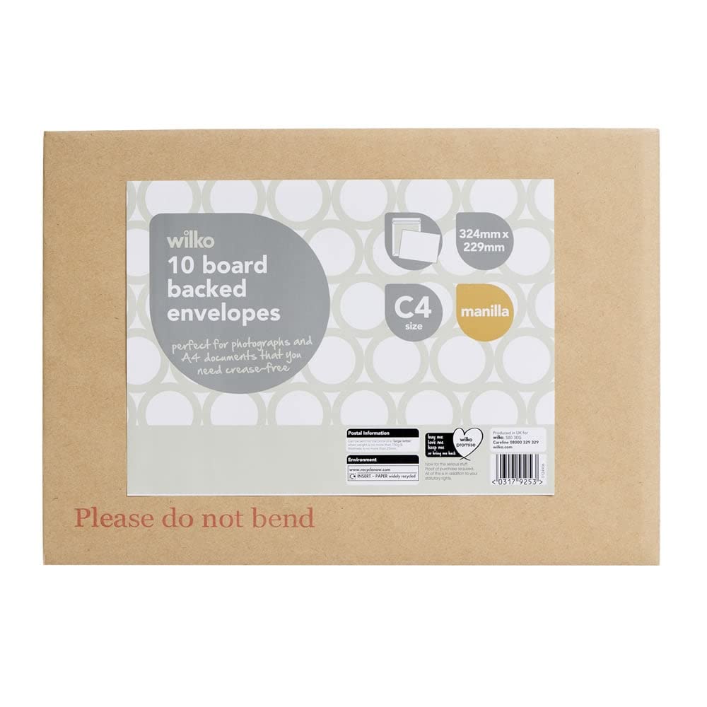 A4 C4 Cardboard Envelope Hard Board Backed Envelopes Manilla [324 x 229mm] (Pack of 10)