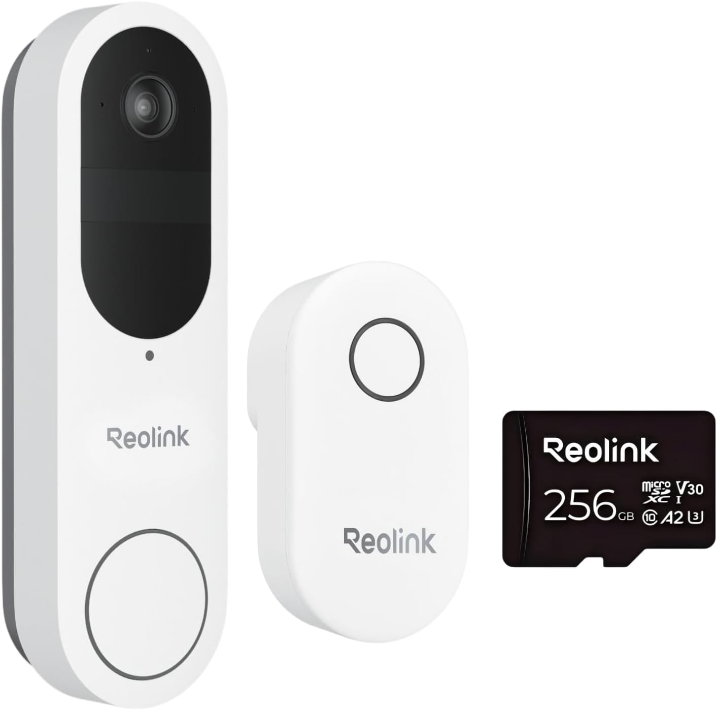 REOLINK Video Doorbell (Battery) with 256GB microSD Card and Chime Bundle, 1:1 Head-to-Toe View, 2.4/5 GHz WiFi, Person/Vehicle/Package Detection, No Monthly Fees