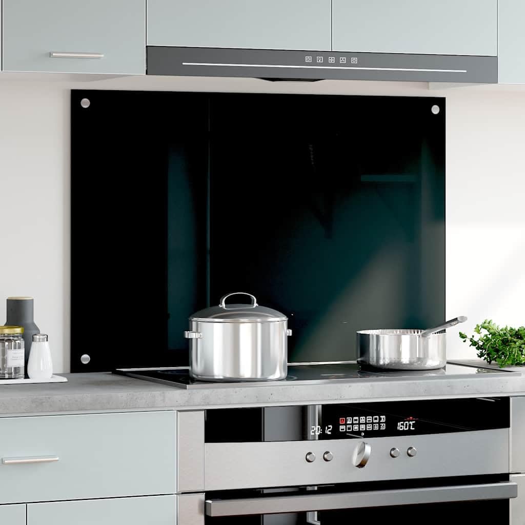 Generisch Küchenrückwand Schwarz 90x60 cm Hartglas,Heim Garten,Küche Esszimmer,Küchenhelfer -utensilien-249489