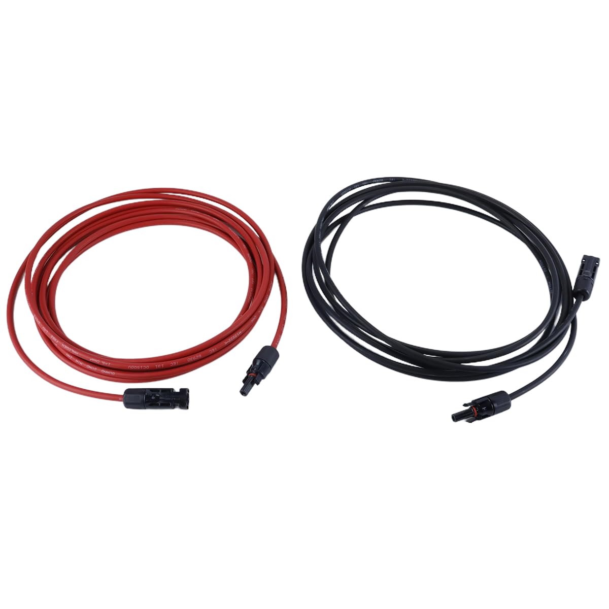 Cables De Extensión Solar (2 Unidades, 5 M, 6 Mm²), Ambos Extremos, Negro/rojo, Para Paneles Solares, Autocaravanas, Barcos Y Sistemas Aislados.