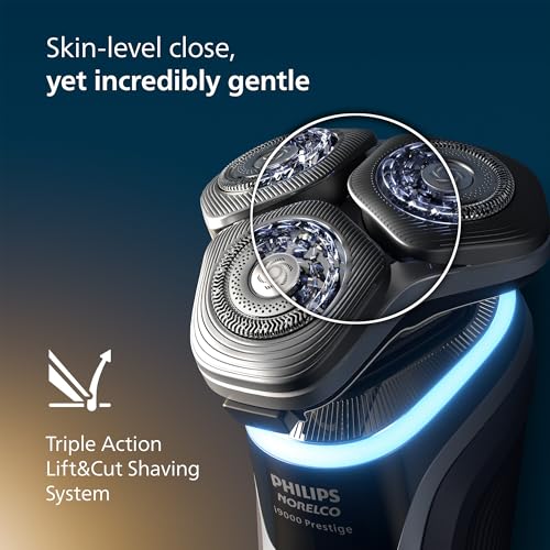 Image of Philips Norelco Shaver i9000 Prestige, Wet & Dry Electric Shaver, Mystic Aqua, SenseIQ Technology, Triple Lift & Cut System, 360 Rotating Dual SteelPrecision Blades, Nose Trimmer, XP9201 /88