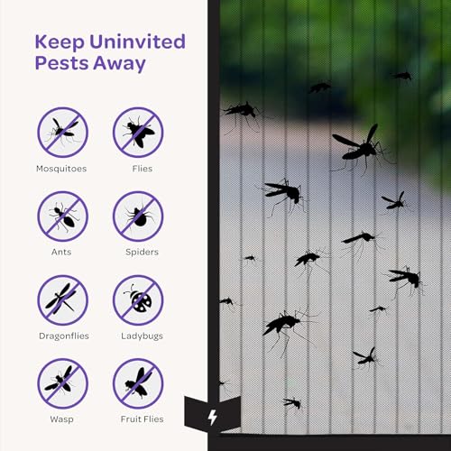 Image of KARP Magnetic Mosquito Net Door with Stay-Open Buckle - Heavy Duty Mesh Screen Door, Auto Close Magnets, Hands-Free Entry, Easy Install, Pet & Kid Friendly for Home(85 X 205, Black)