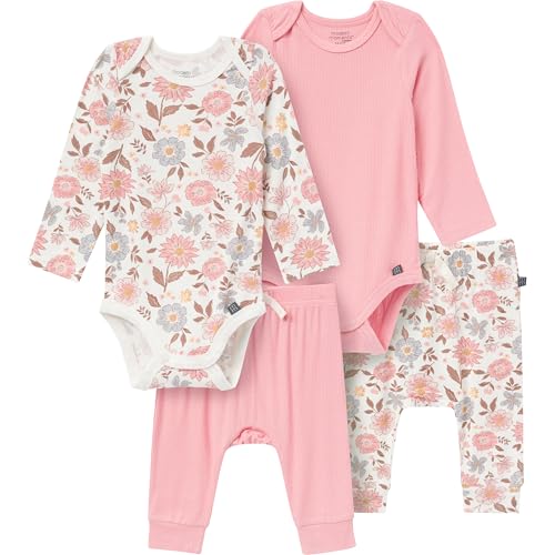 Image of Modern Moments by Gerber Unisex Baby Viscose 4-pack Bodysuit & Pant Set