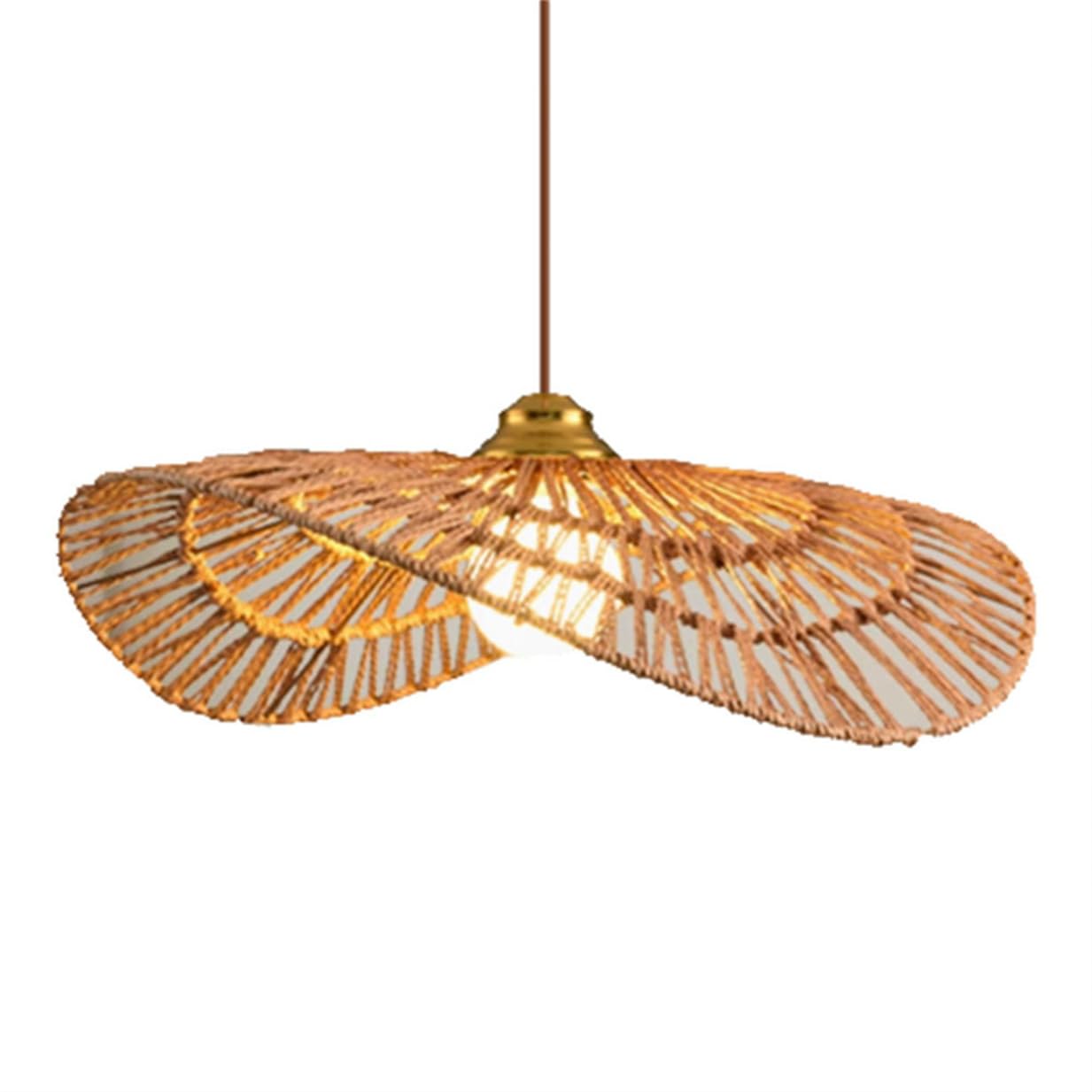 CSSYKV 23.6'' Boho Farmhouse Chandelier Single Layer Rustic Light Fixtures Hemp Twine Hand Woven Pendant Light Geometry Hanging Lamp Design for Bedroom, Dining Room, Living Room, Entryway, Foyer