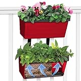 Harrier Hardware 2-Pack Hanging Rail Wall Planter with Self-Watering Resevoir (Red)