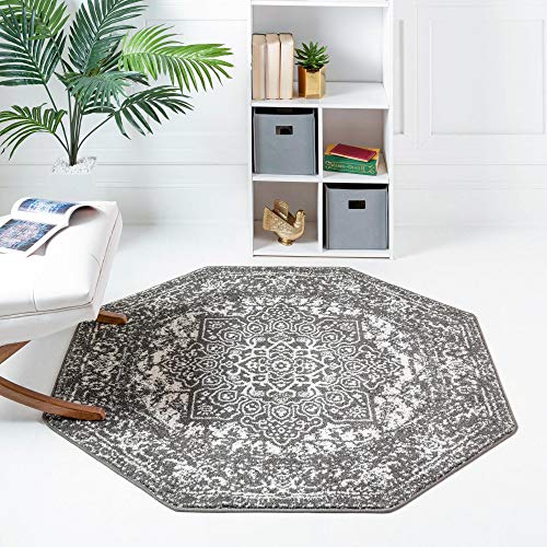 Rugs.com Arlington Collection Rug – 8 Ft Octagon Dark Grey