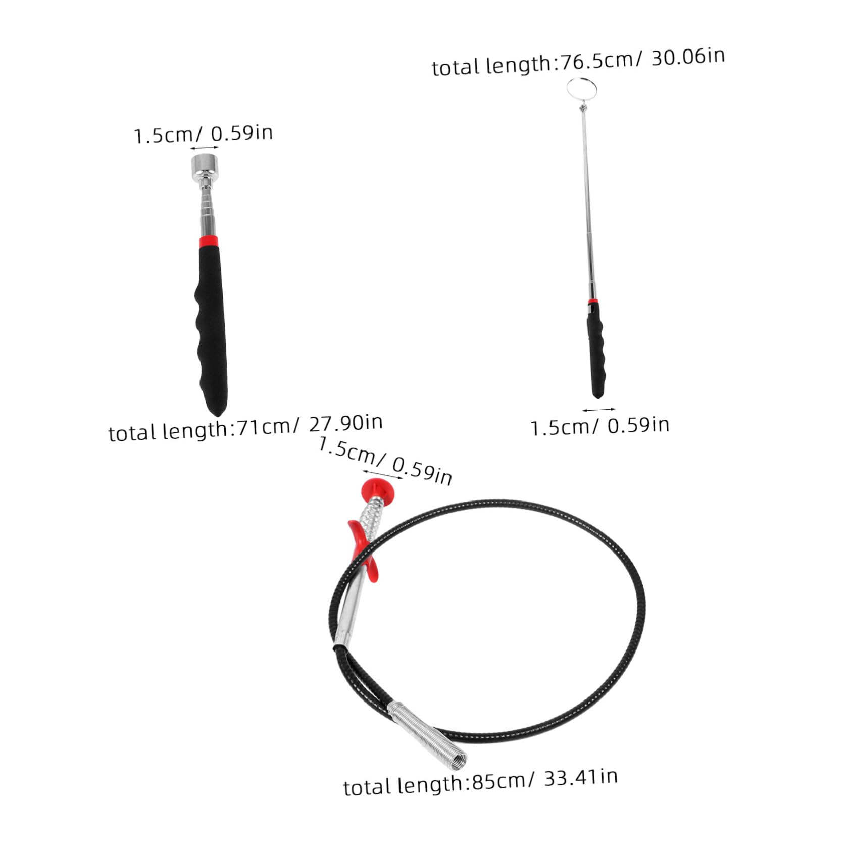 GRIRIW 1 Set Bottom Repair Tools Telescoping Mirror Telescope Mirror Telescoping Inspection Mirror Telescoping Auto Inspection Mirror Grabber Tool Telescoping Magnetic Sweeper Silver