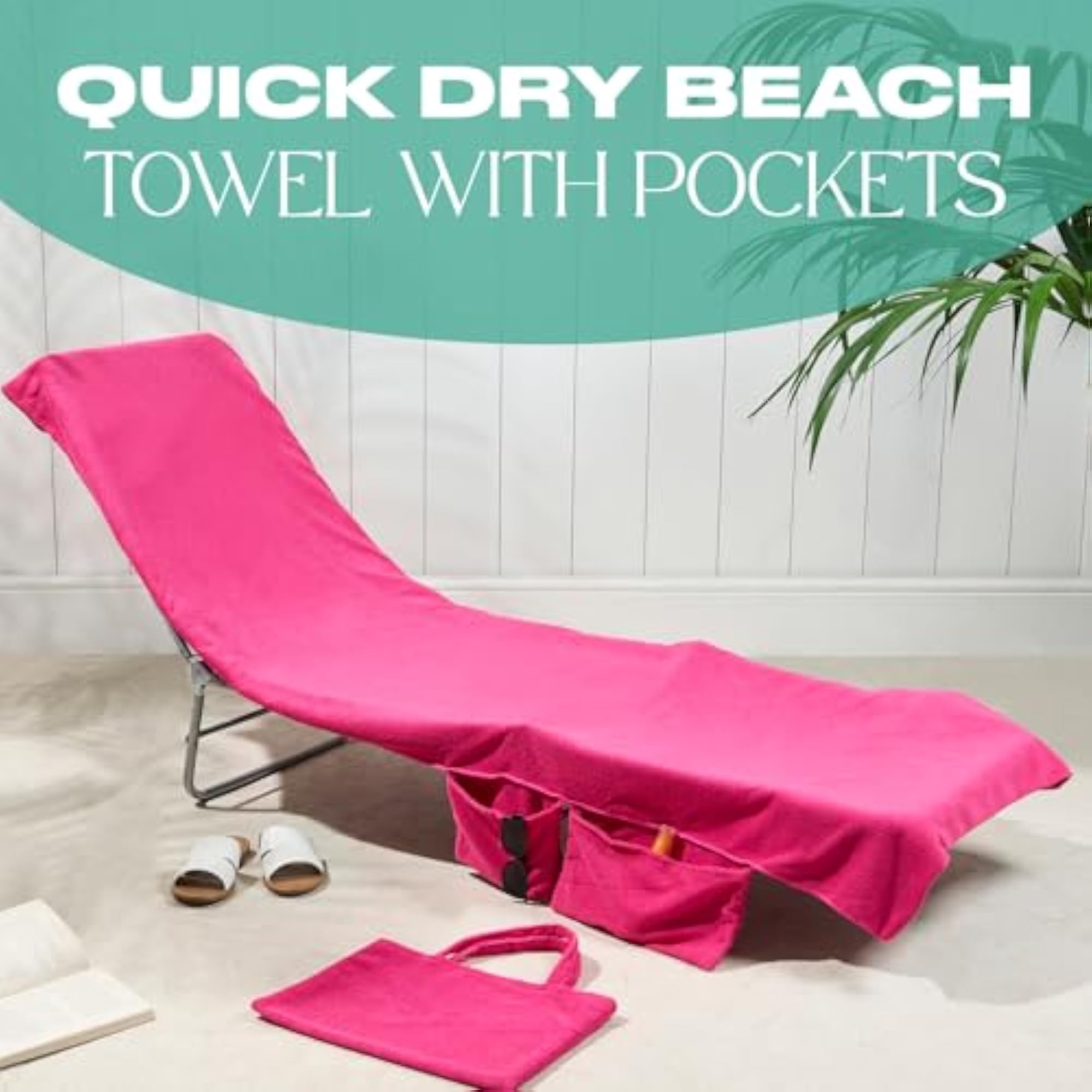 Lounger Towels with Pockets, Pink, Summer Vacation Essential