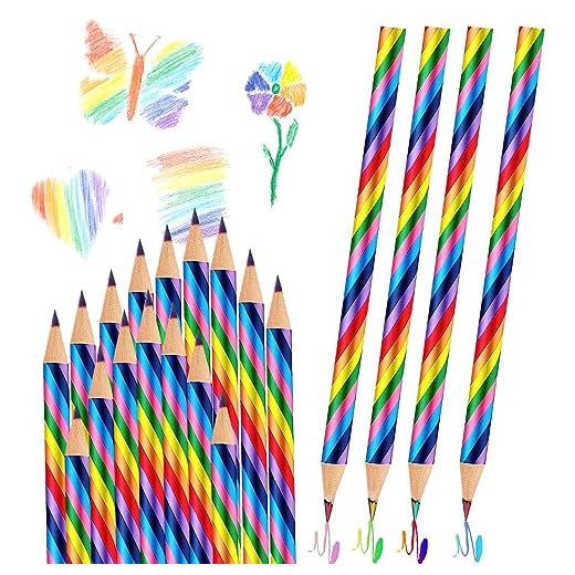 15 lápices de colores arcoíris para niños, 4 en 1 colores, lápices de colores para niños, lápices de colores para dibujar, colorear, regalo de cumpleaños, regalo para niñas y niños